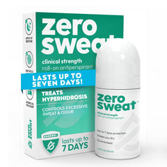 ZeroSweat antiperspirant bottle front view showing strong protection