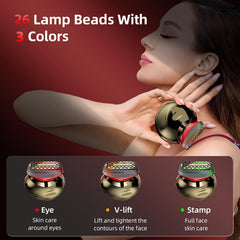 ZERREY Face Massager 3-in-1 system offers eye, V-Lift, and Stamp modes for targeted care.