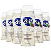 Zest Cocoa Butter and Shea Body Wash bottle delivering rich lather for silky skin.