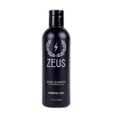 ZEUS Beard Shampoo bottle with Verbena Lime, front view, for daily cleansing and shine.