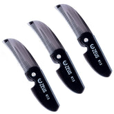 ZEUS folding-mustache-comb open with fine teeth for precise on-the-go grooming.