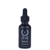 ZEUS Natural Beard Oil bottle pour delivering instant hydration and frizz control.