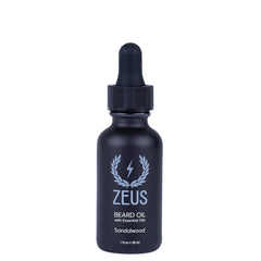 ZEUS Natural Beard Oil bottle pour delivering instant hydration and frizz control.