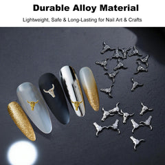 ZGGAZCA western bull shapes nail charms for western flair