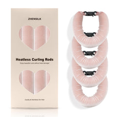 ZHENSILK heatless hair curler set in pink packaging for easy, damage-free styling