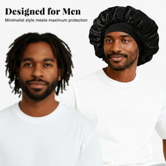 ZHENSILK silk satin bonnet for men in gray shown during sleep with relaxed fit