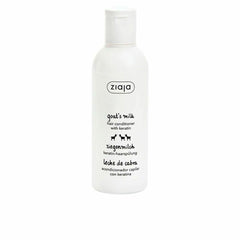 Ziaja Goat Milk Strengthening Conditioner bottle close-up, smoother hair emphasis