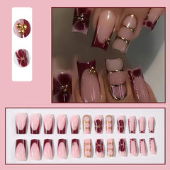 ZIFANHU fall-winter square press-on nails close-up showcasing precision fit.