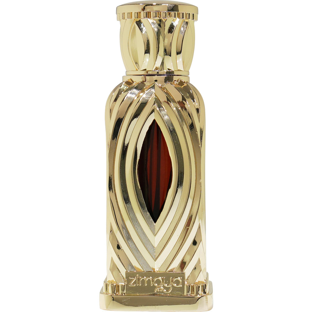 Zimaya Maha Gold bottle front - unisex fragrance for everyday elegance.