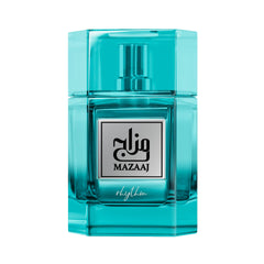 Zimaya Mazaaj Rhythm bottle front displays a vibrant unisex fragrance for everyday elegance.