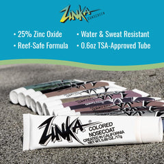 Zinka nose and face coverage in bright color for visible UV protection.
