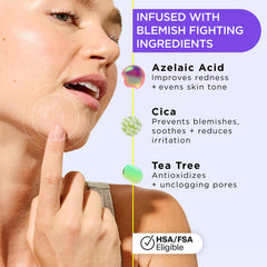 Under makeup-friendly patch, discreet blemish protection for daytime use.