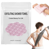 ZIVWAGX Exfoliating Shower Towel on back enables even cleansing and full reach