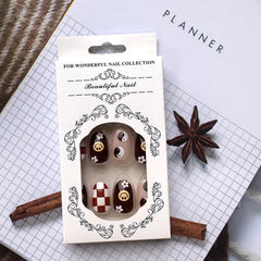 ZJHGDR brown French tip nails with floral accents for daily elegance.