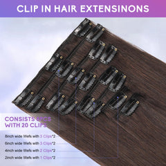ZNXDJXE dark brown clip-in extensions ideal for events and styling