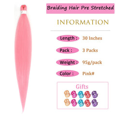 Zoewan pink braiding hair 30in showing yaki texture for natural look