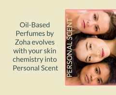 Zoha Patchouli Bloom packaging, elegant travel-size perfume oil.