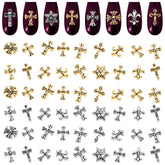 ZOKLU cross nail charms with 3D metallic finish for chic manicures