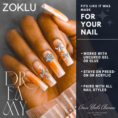 ZOKLU detailed cross nail charms designs for premium decor