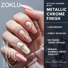 ZOKLU silver cross nail charms bulk for long-lasting shine