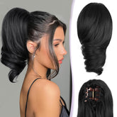 ZQIAN BEAUTY clip-on ponytail in black with 12-inch curls for quick styling