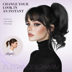 Two-in-one styling option shown with ZQIAN BEAUTY ponytail extension