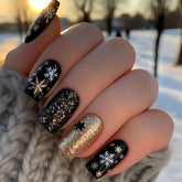 ZRETHFB 24pcs Christmas press-on nails in medium square for quick festive manicures