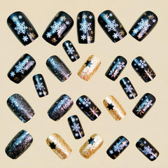 ZRETHFB winter snow designs with gold glitter nails for sparkling holiday style