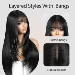 ZRLK long wavy wig with bangs suited for party-ready styling.
