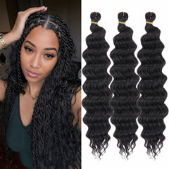 ZRQ Ocean Wave deep wave crochet hair model showing soft, tangle-free texture.