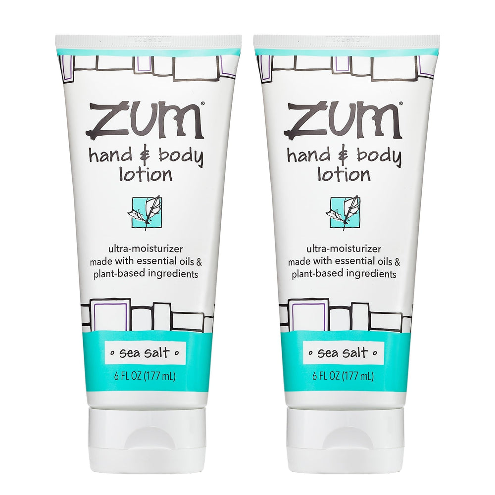 Zum Indigo Wild hand and body lotion bottle on sink for daily hydration.