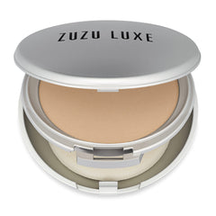Zuzu Luxe Dual Powder Foundation D-7 compact close-up for shine control.