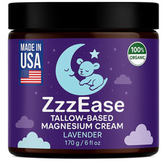 ZzzEase Magnesium Lotion for Kids jar—hydrating bedtime moisturizer.