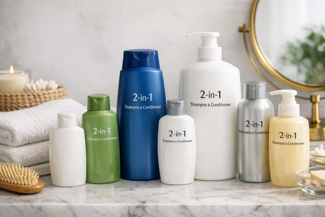 Toronto shopper choosing 2-in-1 shampoo bottles