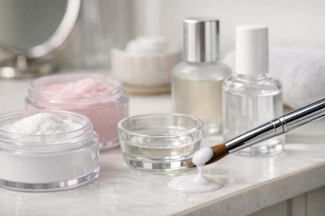 Acrylic powder and liquid system bead on nail brush