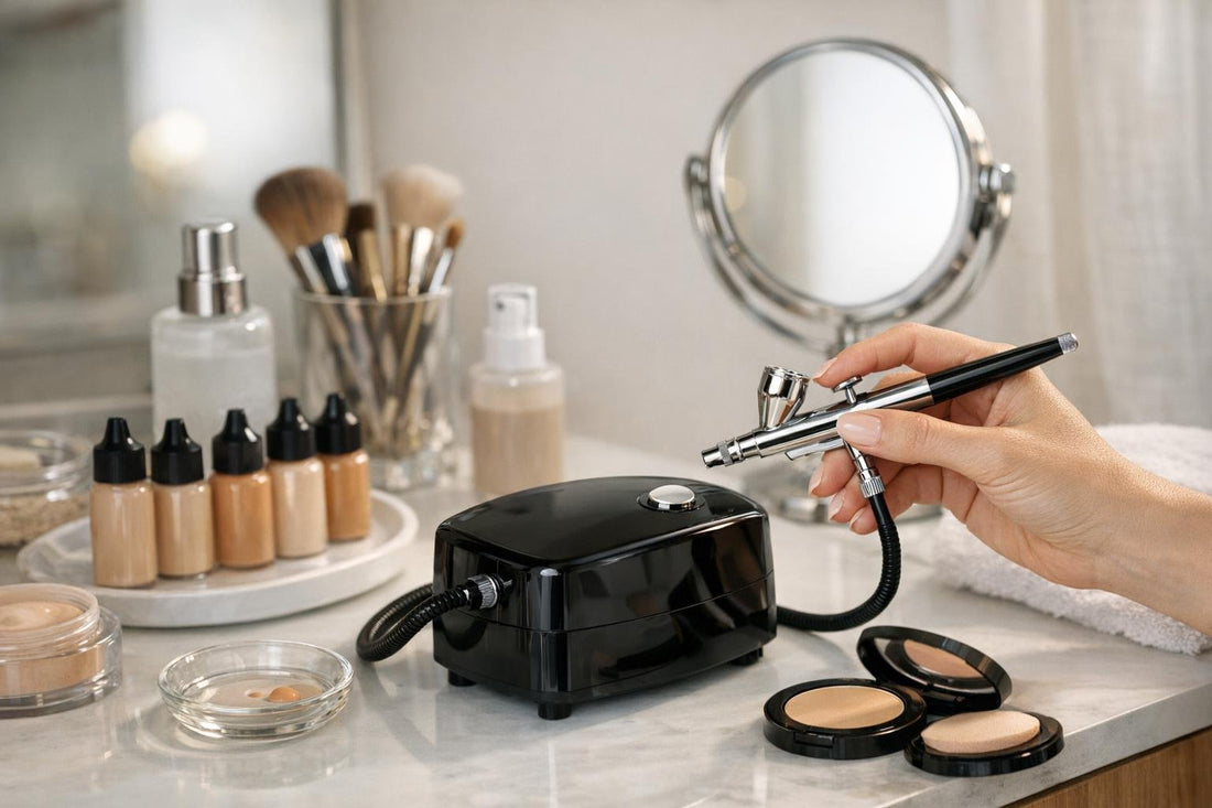 Applying airbrush at home for natural coverage