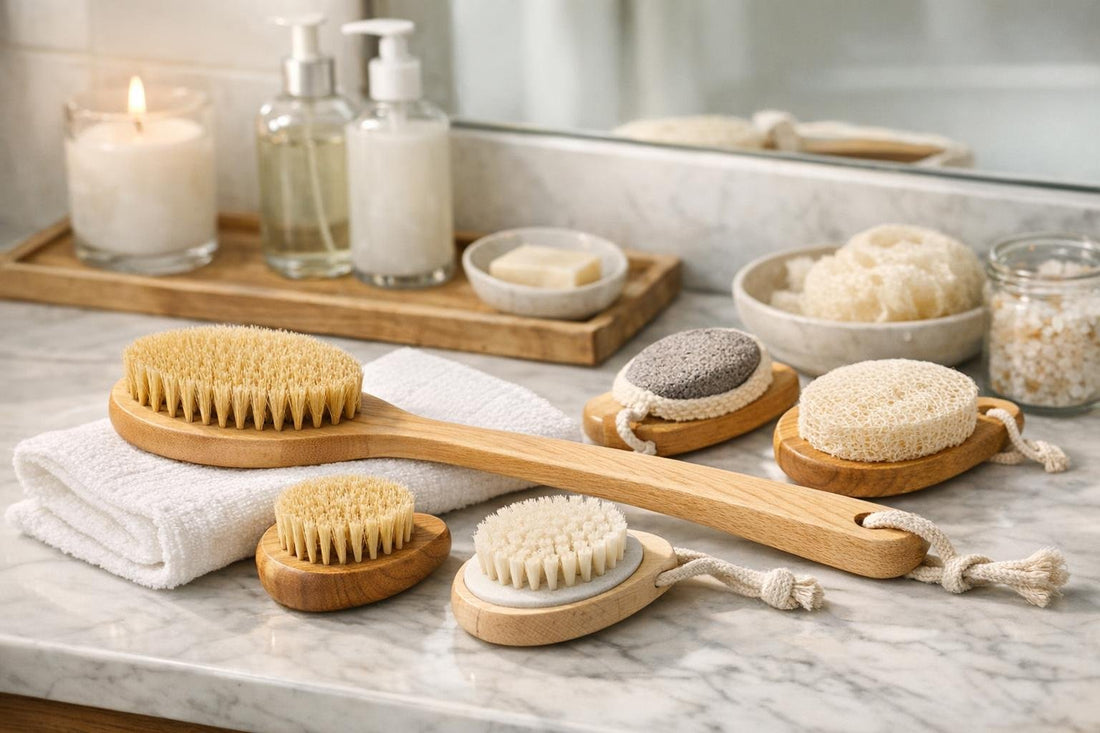 Long-handled bath body brush for smooth skin in Alberta