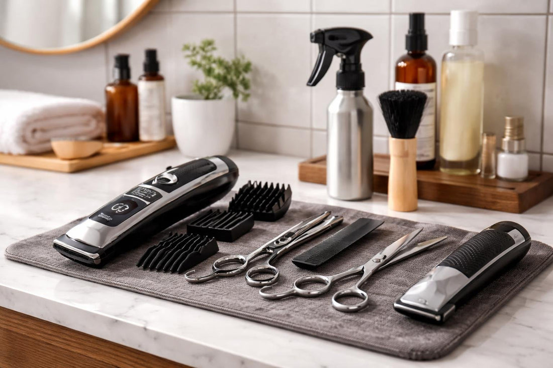 Professional hair cutting tools set for Alberta home haircuts