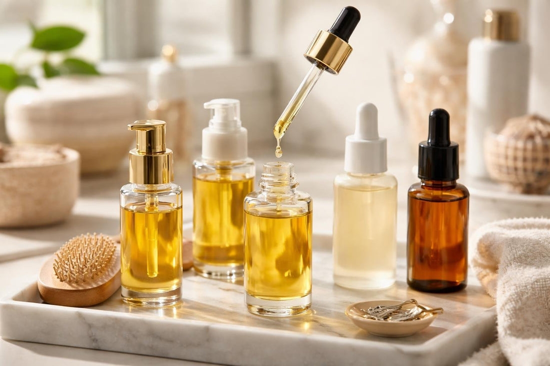 Hair oil drops for dry hair shine in Alberta