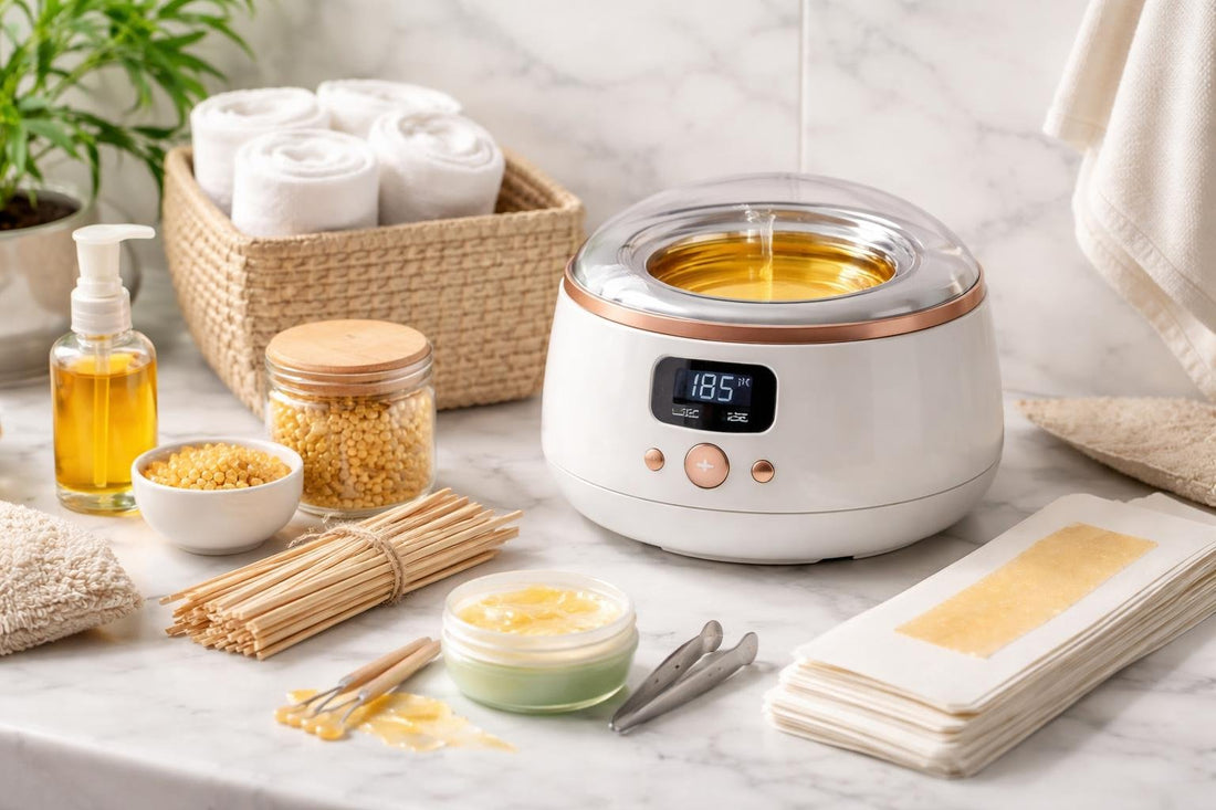 At-home wax warmer with applicators and hair removal strips