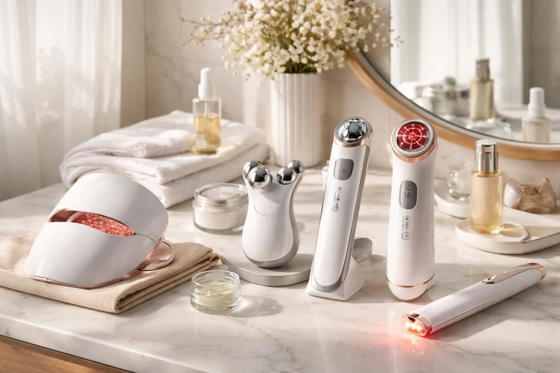 At-home anti aging device routine and tools