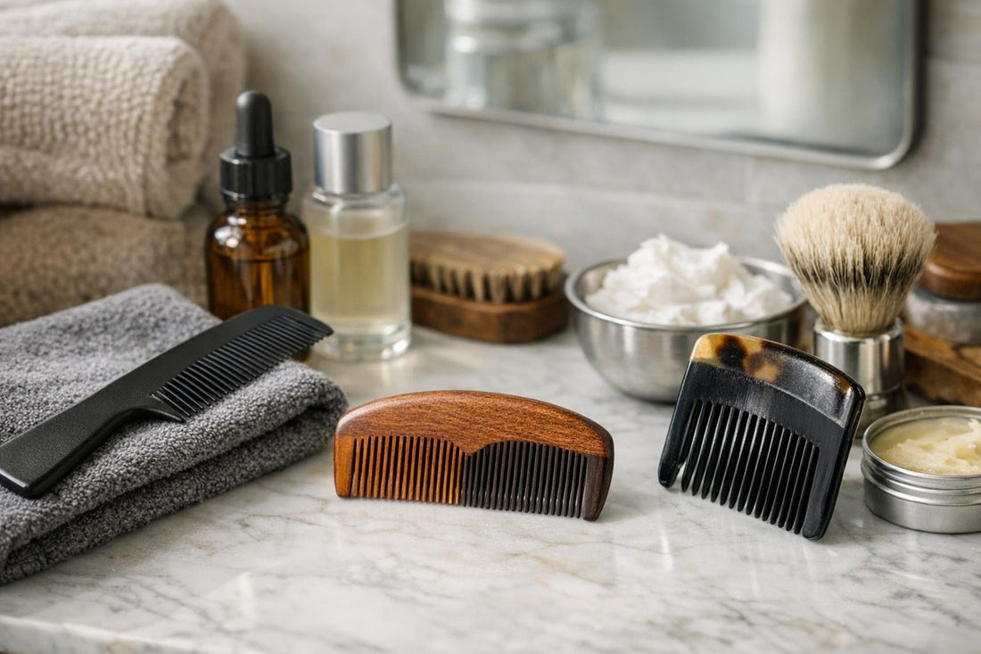 Anti-static beard and mustache combs for Canadian winter grooming