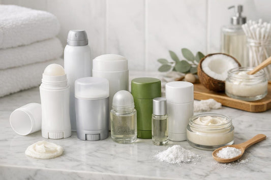 Assorted antiperspirant and natural deodorant options