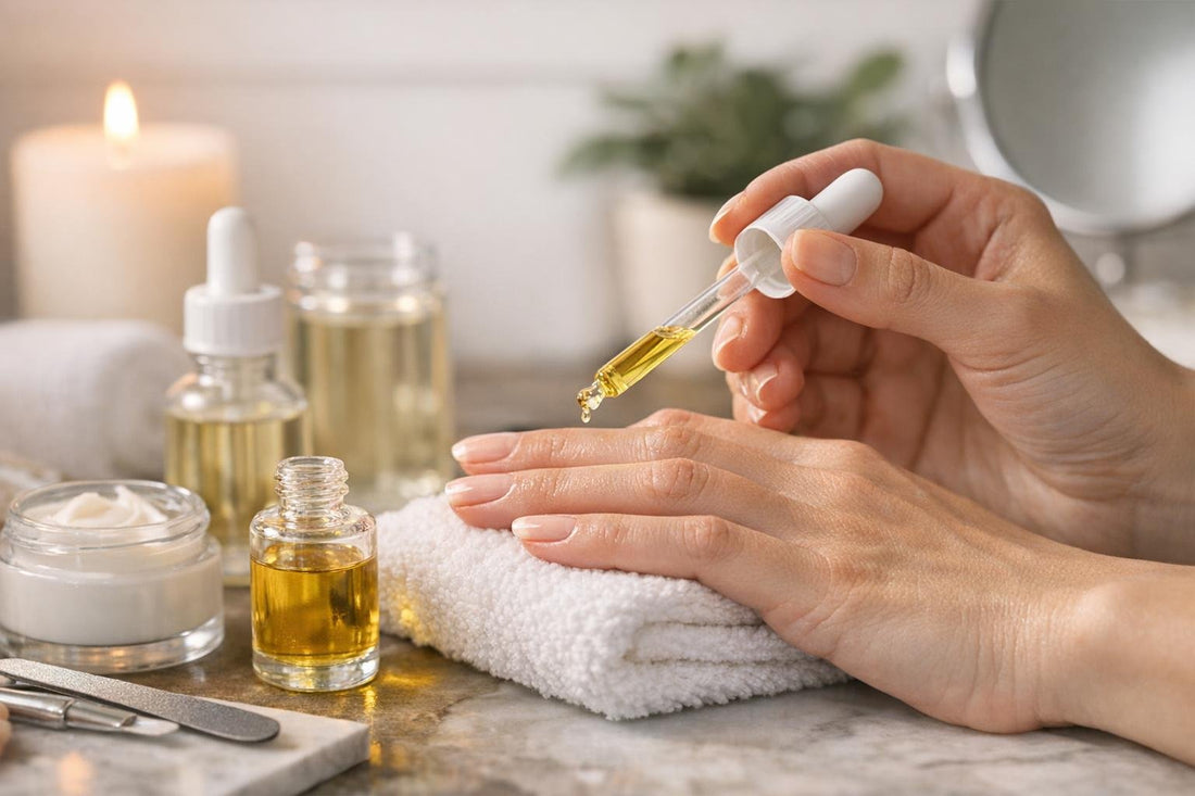 Applying cuticle oil to nails for softer cuticles