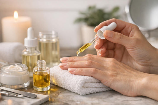 Applying cuticle oil to nails for softer cuticles