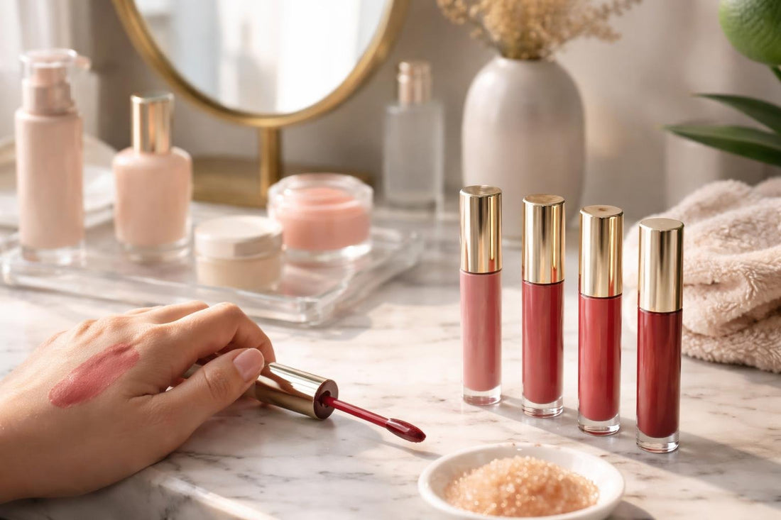 Applying long wear lip stain for smooth all-day colour