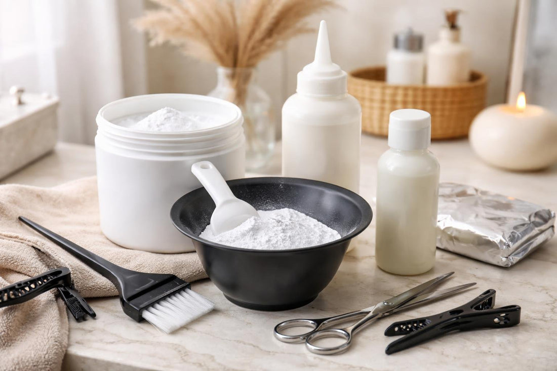 At-home hair highlights with professional bleach tools in Canada