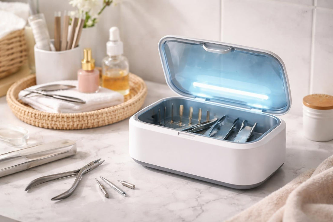 At-home nail tool sterilizer with clean manicure tools