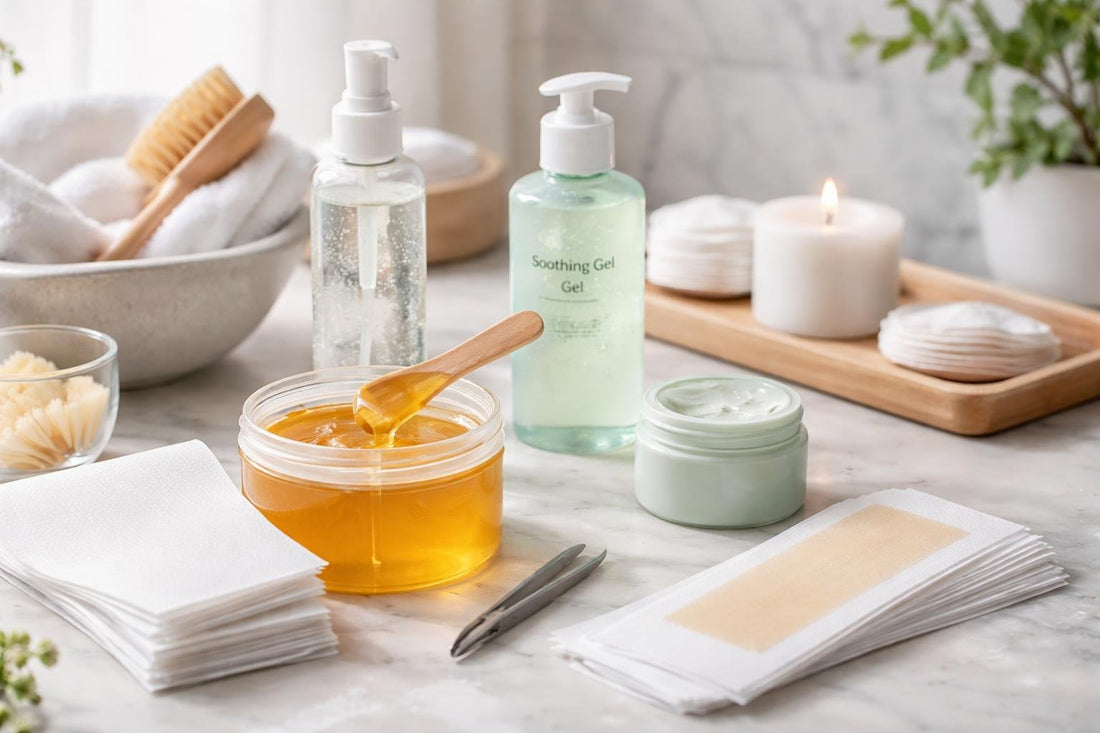 At-home waxing steps with applicator strips and aftercare