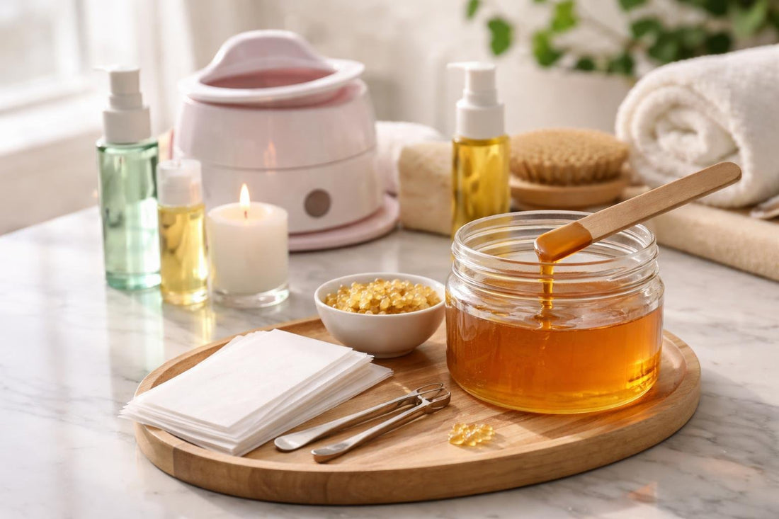 At-home hair removal wax technique for smooth legs